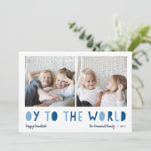 Oy to World | 2 Foto Hanukkah Feestdagenkaart (Staand voorkant)