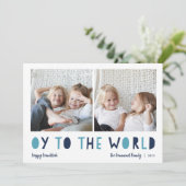 Oy to World | 2 Foto Hanukkah Feestdagenkaart (Staand voorkant)