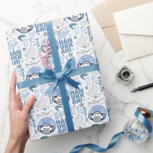 Oy to world Funny Musk Hanukkah Blue Menorah Cadeaupapier