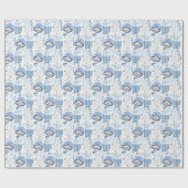 Oy to world Funny Musk Hanukkah Blue Menorah Cadeaupapier (Vlak)