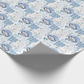 Oy to world Funny Musk Hanukkah Blue Menorah Cadeaupapier (Hoek)