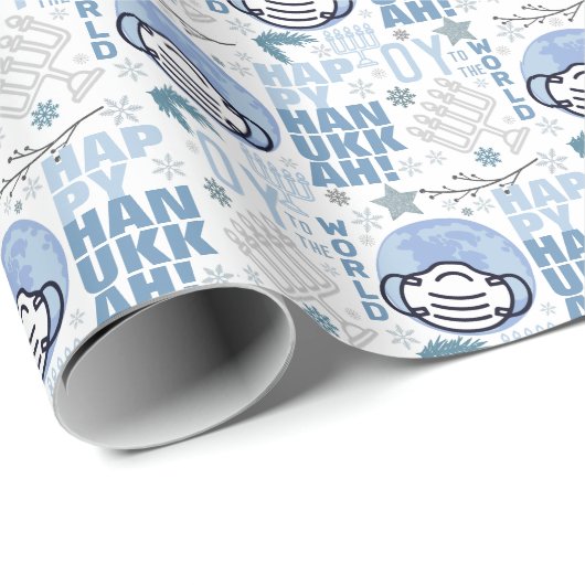 Oy to world Funny Musk Hanukkah Blue Menorah Cadeaupapier (Rol Hoek)