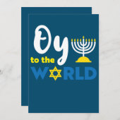 Oy to world, grappig Happy Hanukkah Kaart (Voorkant / Achterkant)