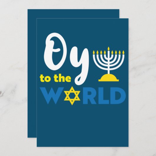 Oy to world, grappig Happy Hanukkah Kaart (Voorkant / Achterkant)