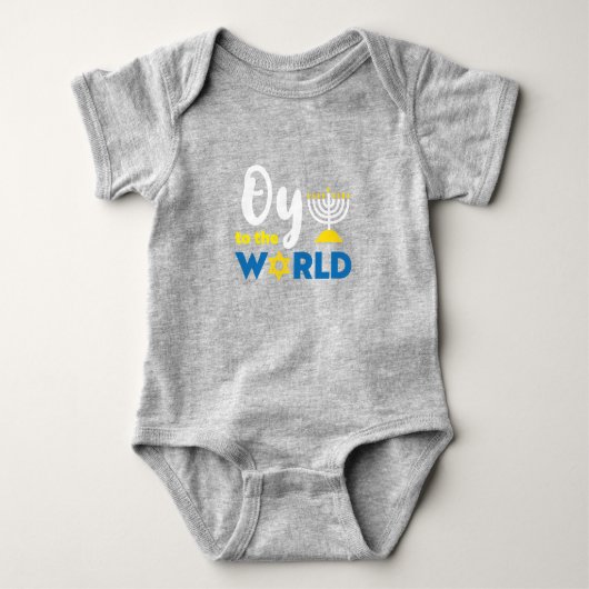 Oy to world, grappig Happy Hanukkah Romper (Voorkant)
