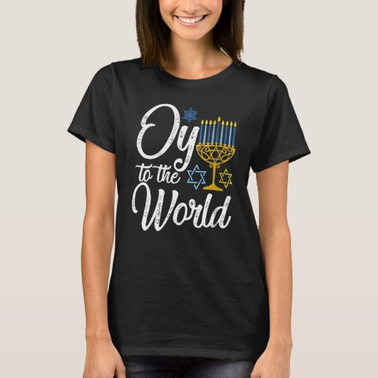 Oy to world Hanukkah Jewish for Men T-shirt (Voorkant)