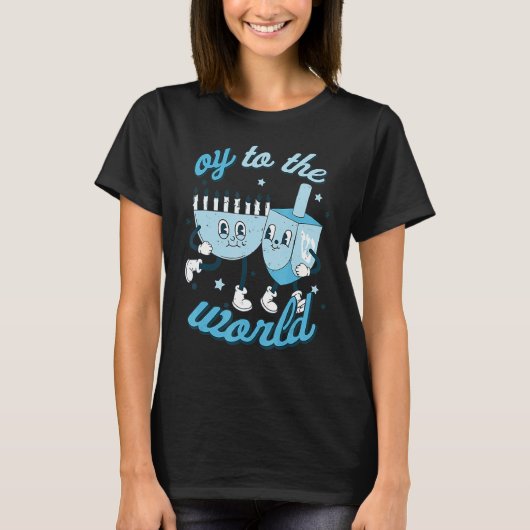 Oy to world Hanukkah Jewish for women T-shirt (Voorkant)