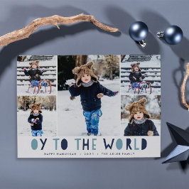 Oy to World | Hanukkah Photo Collage Kaart
