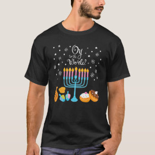 Oy to world Happy Hanukkah joods Chanoeka-Man T-shirt