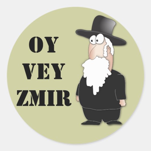 Oy Vey Funny Jewish rabbi - koele cartoon Ronde Sticker (Voorkant)
