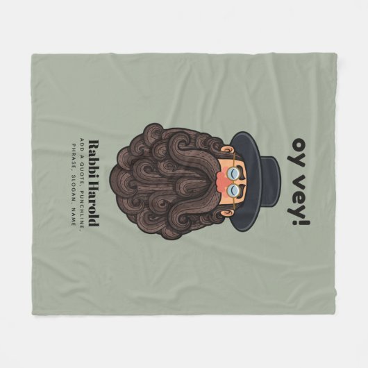 OY VEY! Funny RABBI Peronalized Fleece Deken (Voorkant (Horizontaal))
