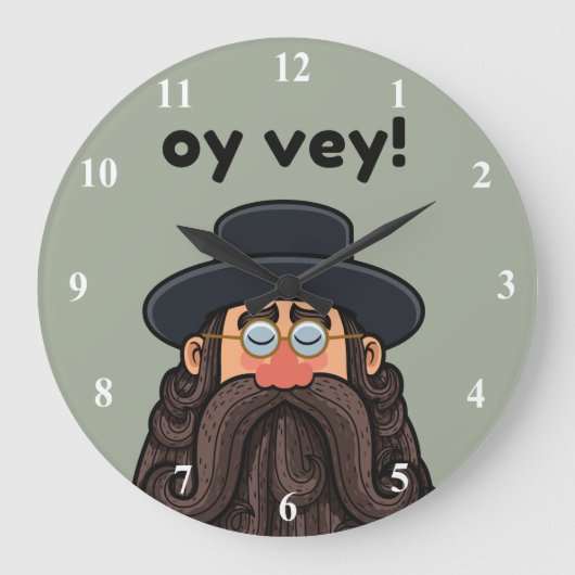 OY VEY! Funny RABBI Peronalized Grote Klok (Voorkant)