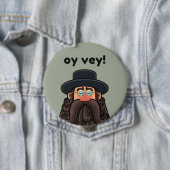 OY VEY! Funny RABBI Peronalized Ronde Button 4,0 Cm (In situ)