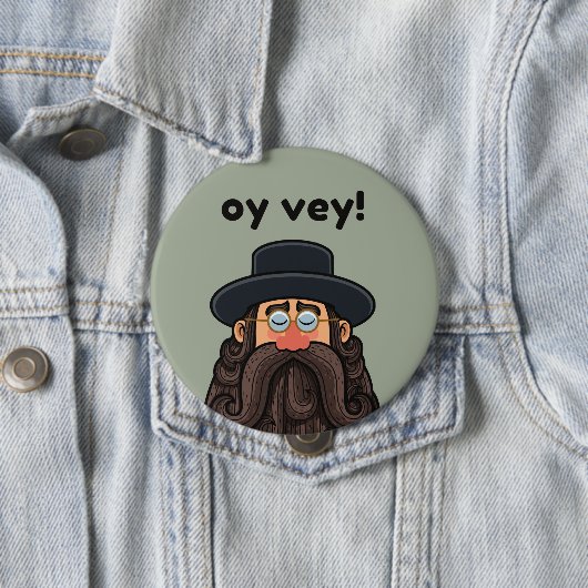 OY VEY! Funny RABBI Peronalized Ronde Button 4,0 Cm (In situ)