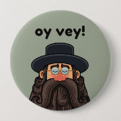 OY VEY! Funny RABBI Peronalized Ronde Button 4,0 Cm (Voorkant)