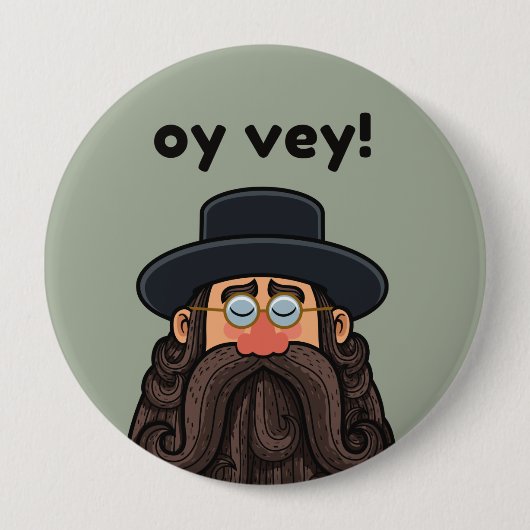 OY VEY! Funny RABBI Peronalized Ronde Button 4,0 Cm (Voorkant)