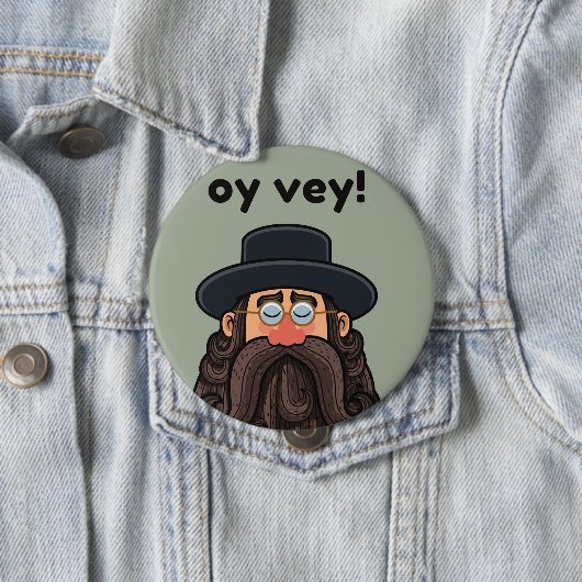 OY VEY! Funny RABBI Peronalized Ronde Button 4,0 Cm (In situ)