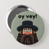 OY VEY! Funny RABBI Peronalized Ronde Button 4,0 Cm (Voorkant /achterkant)