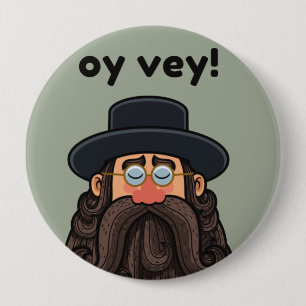 OY VEY! Funny RABBI Peronalized Ronde Button 4,0 Cm
