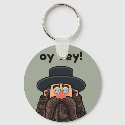 OY VEY! Funny RABBI Peronalized Sleutelhanger (Voorkant)