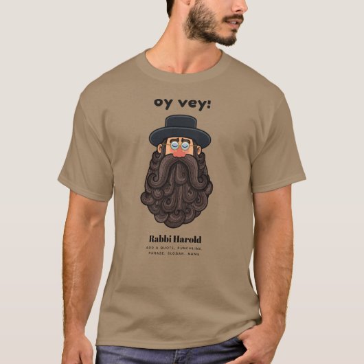 OY VEY! Funny RABBI Peronalized T-shirt (Voorkant)