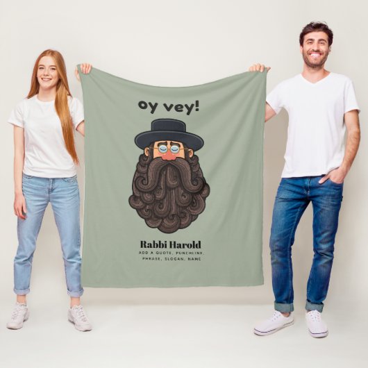 OY VEY! Grappige RABBI Gepersonaliseerd Fleece Deken (In situ)