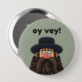 OY VEY! Grappige RABBI Gepersonaliseerd Ronde Button 4,0 Cm (Voorkant /achterkant)