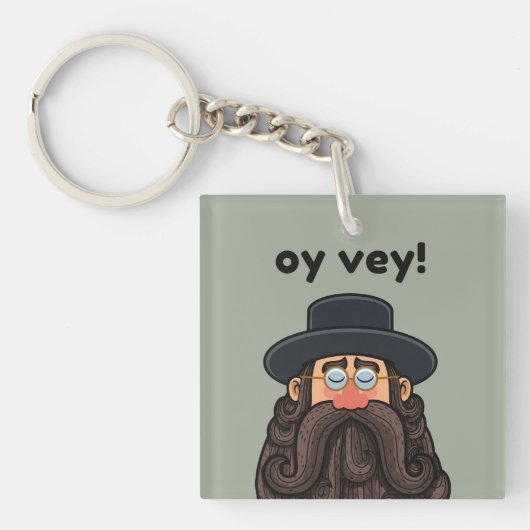 OY VEY! Grappige RABBI Gepersonaliseerd Sleutelhanger (voorkant)