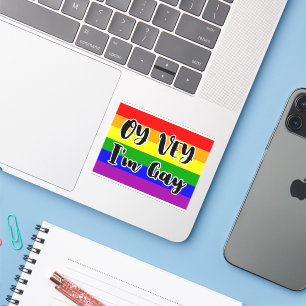Oy Vey, ik ben Gay Rainbow Flag Schattige Funny Sticker