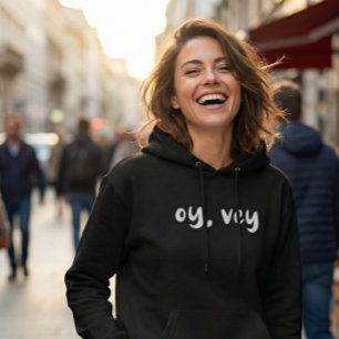 Oy, Vey Jiddische Gezegde Eenvoudige Typografie Hu Hoodie