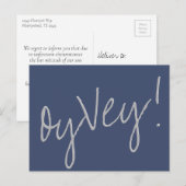 Oy Vey Script | Blauwe en grijze pootone bar Mitzv Briefkaart (Voorkant / Achterkant)