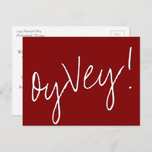 Oy Vey Script | Eenvoudig uitstel van het Rode Kru Briefkaart (Voorkant / Achterkant)