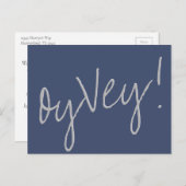 Oy Vey Script | Navy Blue en Grey Postponement Briefkaart (Voorkant / Achterkant)