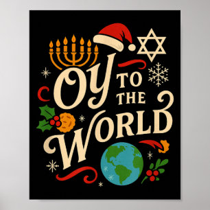 Oy Voor De Wereld Grappige Hanukkah Kerstmis Joods Poster