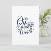 Oy voor de wereld Hanukkah Joods Grappig  Aankondiging (Staand voorkant)