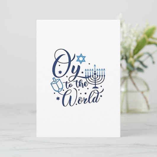 Oy voor de wereld Hanukkah Joods Grappig  Aankondiging (Staand voorkant)