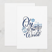Oy voor de wereld Hanukkah Joods Grappig  Aankondiging (Voorkant / Achterkant)