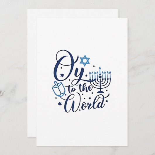 Oy voor de wereld Hanukkah Joods Grappig  Aankondiging (Voorkant / Achterkant)