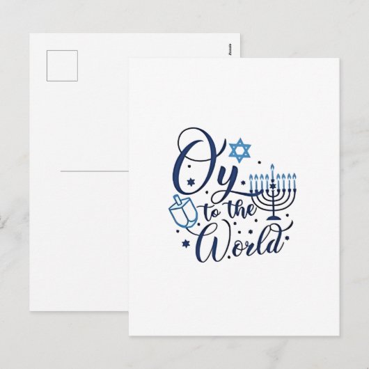 Oy voor de wereld Hanukkah Joods grappig Feestdagenkaart (Voorkant / Achterkant)