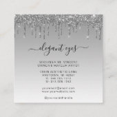 Oyes Glitter Drip Makeup Artist Silver Pink Vierkante Visitekaartje (Achterkant)