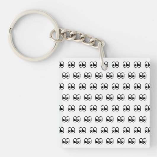 Oyes look Sideways Starting Eyes Emoji Pattern Sleutelhanger (Voorkant)