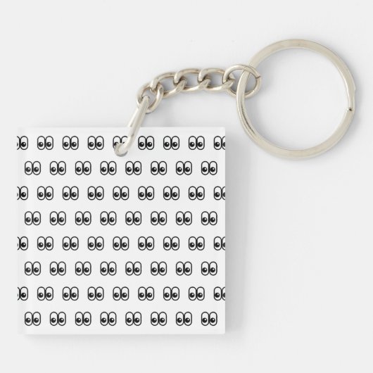 Oyes look Sideways Starting Eyes Emoji Pattern Sleutelhanger (Achterkant)
