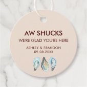 Oyster Aw Shucks We're Glad You're Here Wedding Bedankjes Labels (Voorkant)