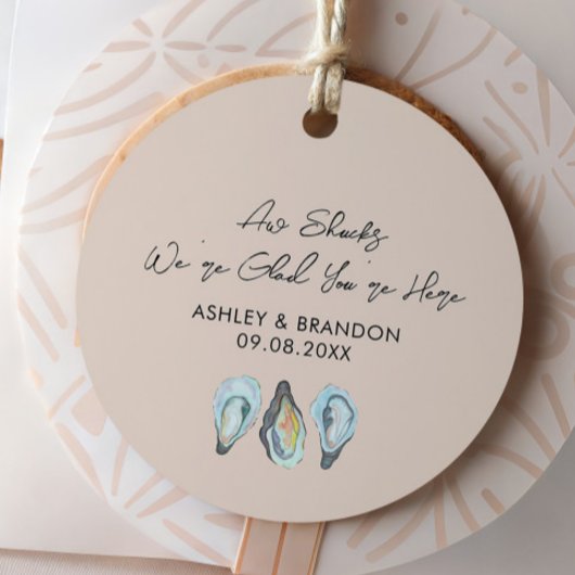 Oyster Aw Shucks We're Glad You're Here Wedding Bedankjes Labels