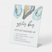 Oyster Bar Coastal Wedding Table Sign, Reclamebord Met Voetstuk (Voorkant)