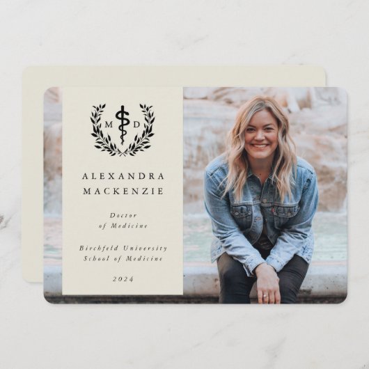 Oyster/Black MD Asclepius Afstuderen Foto Aankondiging (Voorkant / Achterkant)