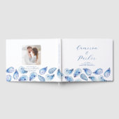Oyster Blue Waterverf Wedding Hardcover Gastenboek (Volledig)