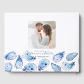 Oyster Blue Waterverf Wedding Hardcover Gastenboek (Achterkant)