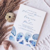 Oyster bruiloft repetitie blauw Waterverf Kaart