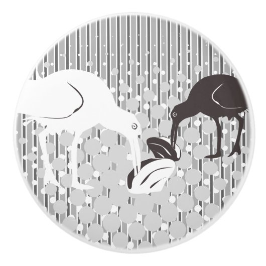 Oyster-Catcher Silhouette - Drawer Knob Keramische Knop (Voorkant)